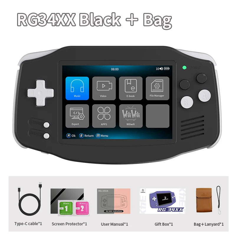 ANBERNIC RG 34XX Handheld Game Console 3.4” IPS 720*480 Screen Linux 64-bit 3500mAH Bluetooth RG34XX Retro Video Gaming Players