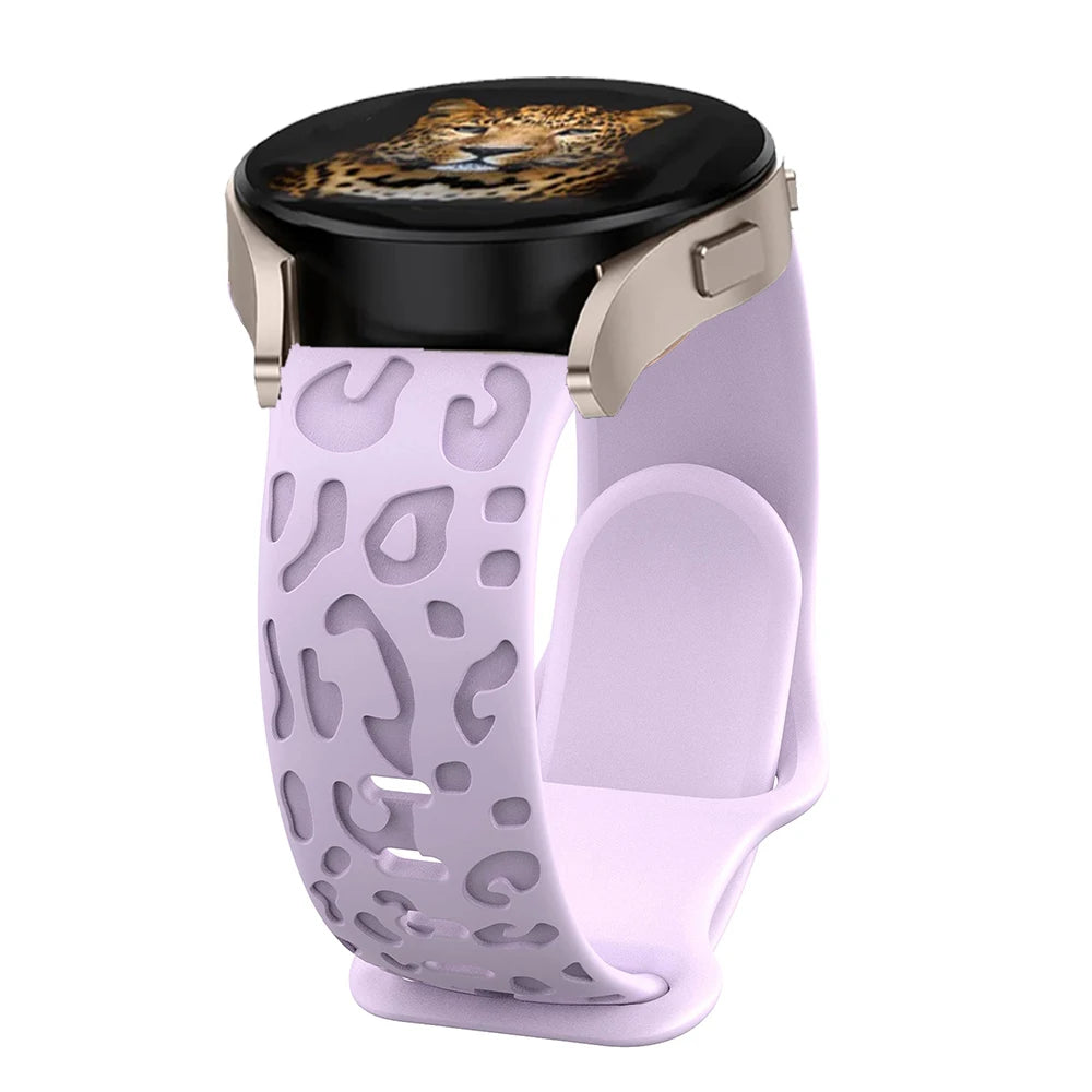 Engraved strap For Samsung Galaxy Watch 6 43mm/4/classic/5/pro/Active 2 Leopard silicone Bracelet Huawei gt2 2e 20mm watch Band