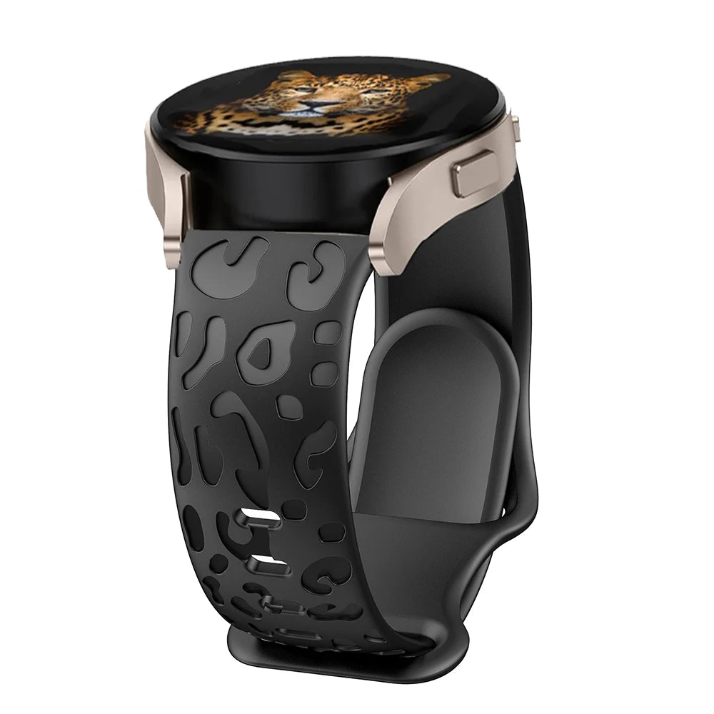 Engraved strap For Samsung Galaxy Watch 6 43mm/4/classic/5/pro/Active 2 Leopard silicone Bracelet Huawei gt2 2e 20mm watch Band