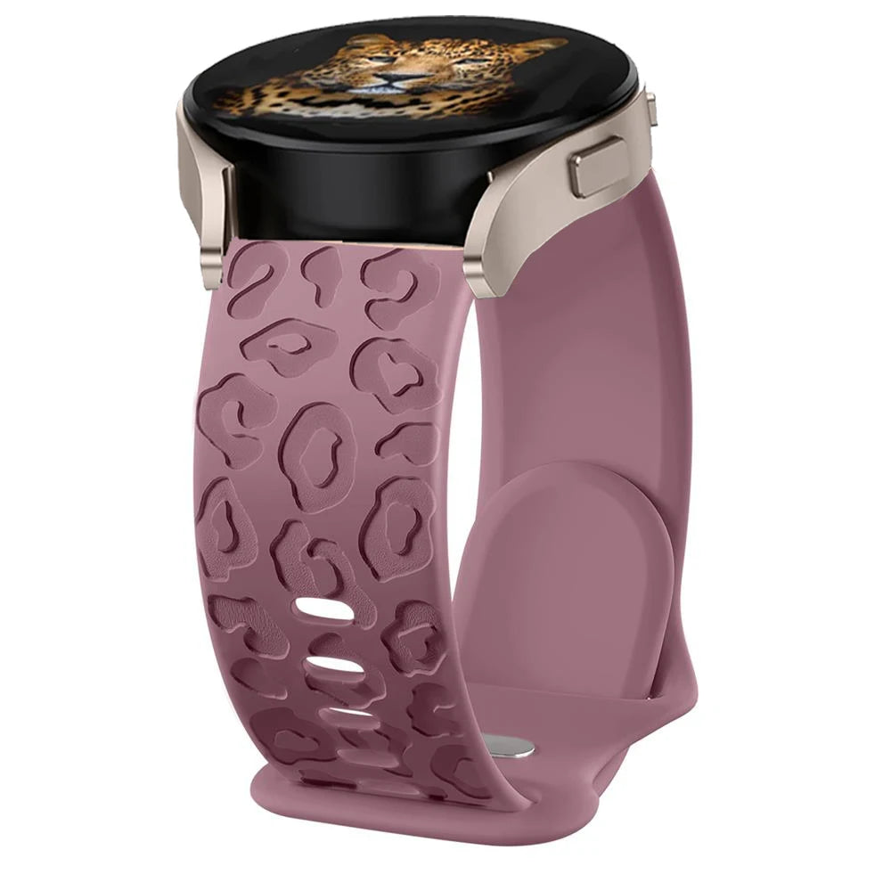 Engraved strap For Samsung Galaxy Watch 6 43mm/4/classic/5/pro/Active 2 Leopard silicone Bracelet Huawei gt2 2e 20mm watch Band