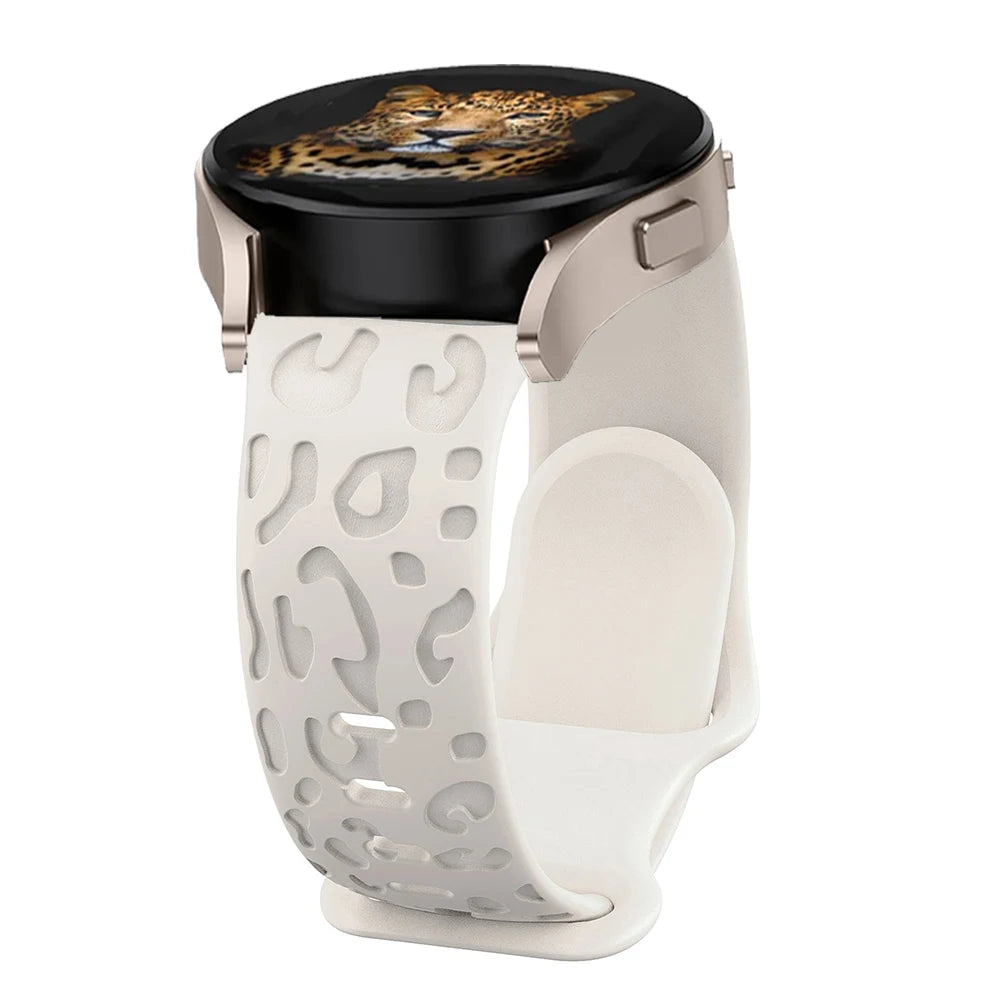 Engraved strap For Samsung Galaxy Watch 6 43mm/4/classic/5/pro/Active 2 Leopard silicone Bracelet Huawei gt2 2e 20mm watch Band