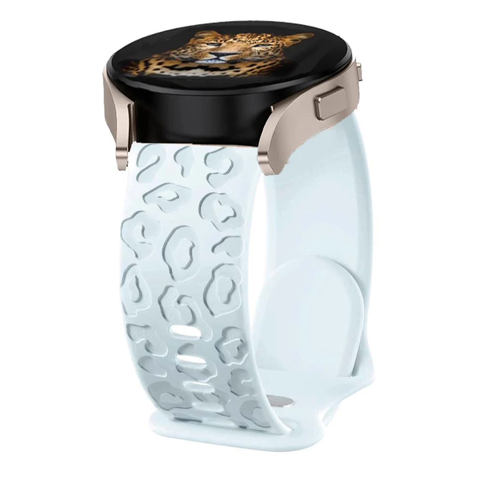 Engraved strap For Samsung Galaxy Watch 6 43mm/4/classic/5/pro/Active 2 Leopard silicone Bracelet Huawei gt2 2e 20mm watch Band