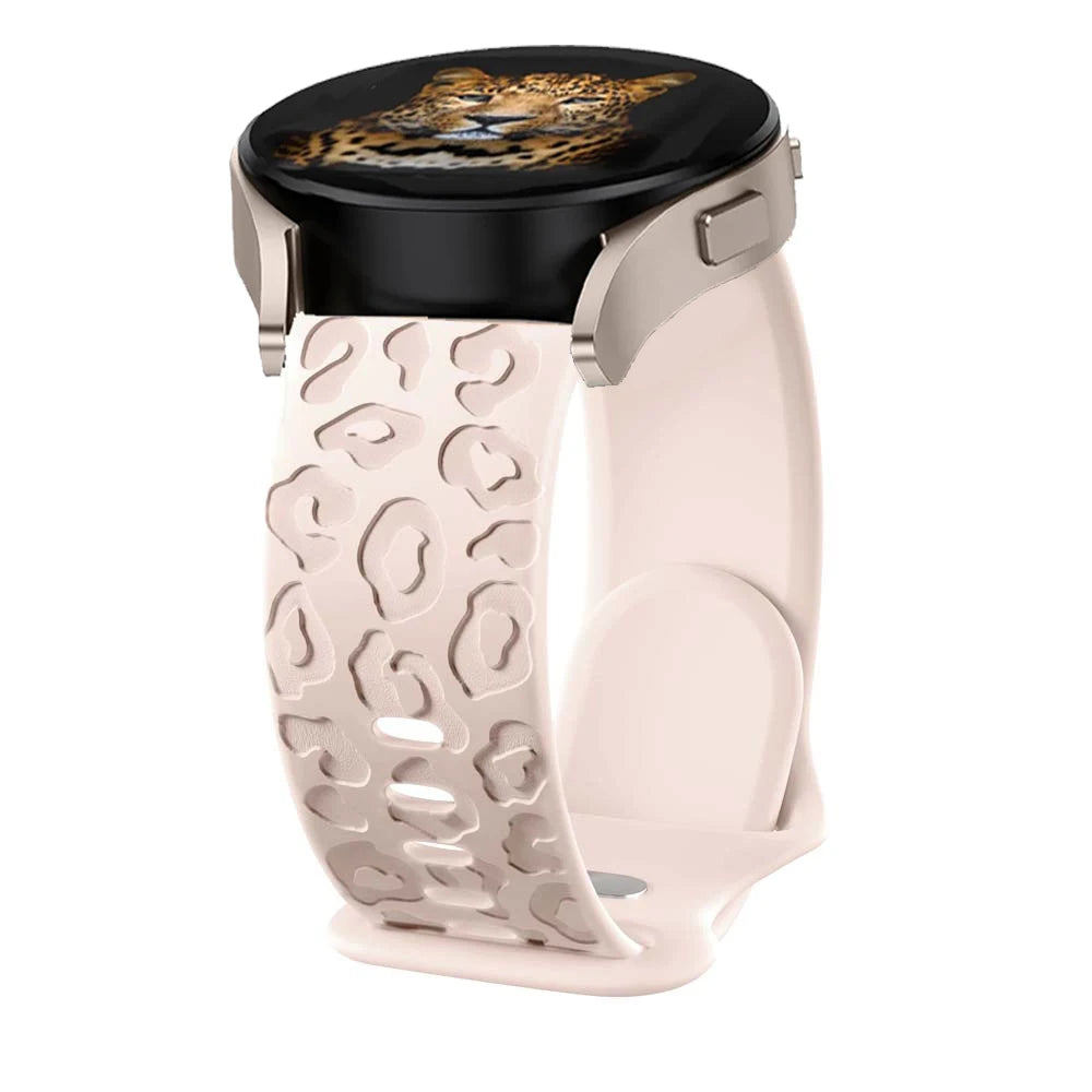 Engraved strap For Samsung Galaxy Watch 6 43mm/4/classic/5/pro/Active 2 Leopard silicone Bracelet Huawei gt2 2e 20mm watch Band