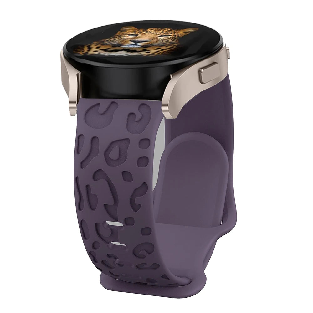 Engraved strap For Samsung Galaxy Watch 6 43mm/4/classic/5/pro/Active 2 Leopard silicone Bracelet Huawei gt2 2e 20mm watch Band