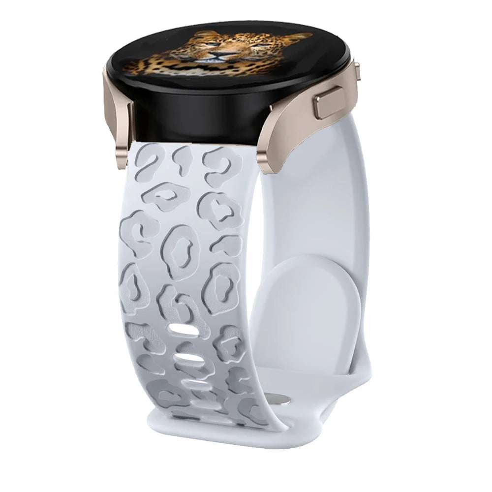 Engraved strap For Samsung Galaxy Watch 6 43mm/4/classic/5/pro/Active 2 Leopard silicone Bracelet Huawei gt2 2e 20mm watch Band