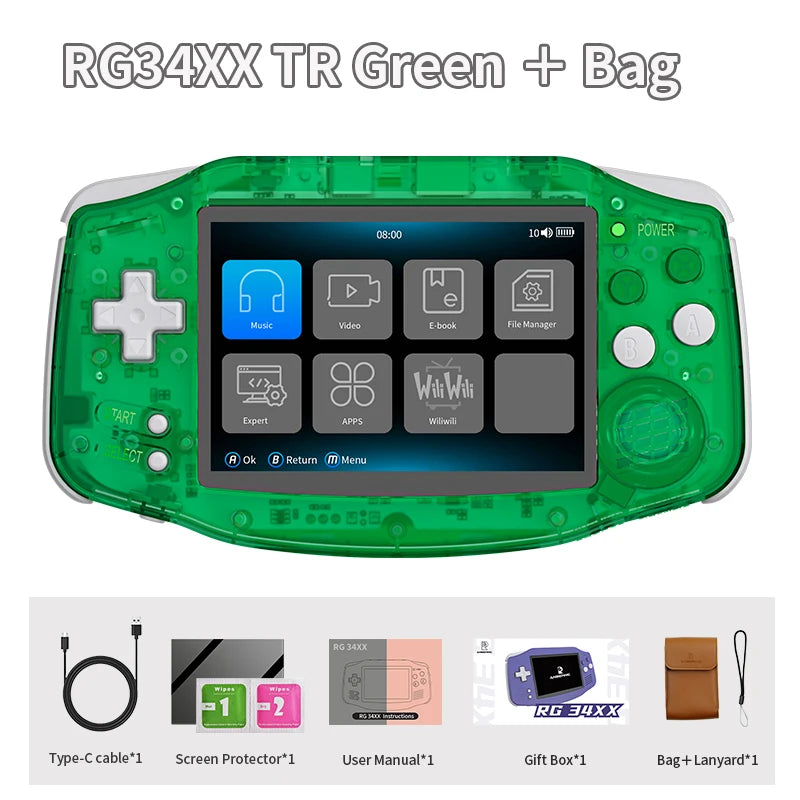 ANBERNIC RG 34XX Handheld Game Console 3.4” IPS 720*480 Screen Linux 64-bit 3500mAH Bluetooth RG34XX Retro Video Gaming Players