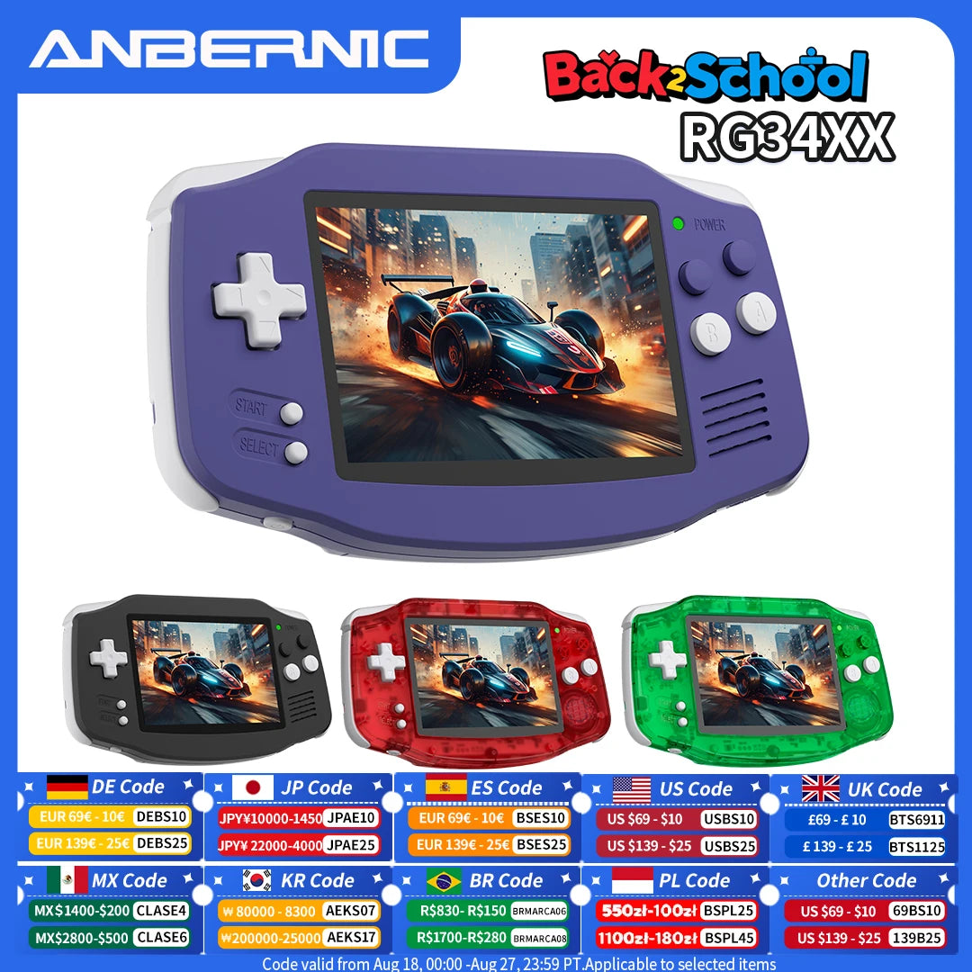 ANBERNIC RG 34XX Handheld Game Console 3.4” IPS 720*480 Screen Linux 64-bit 3500mAH Bluetooth RG34XX Retro Video Gaming Players