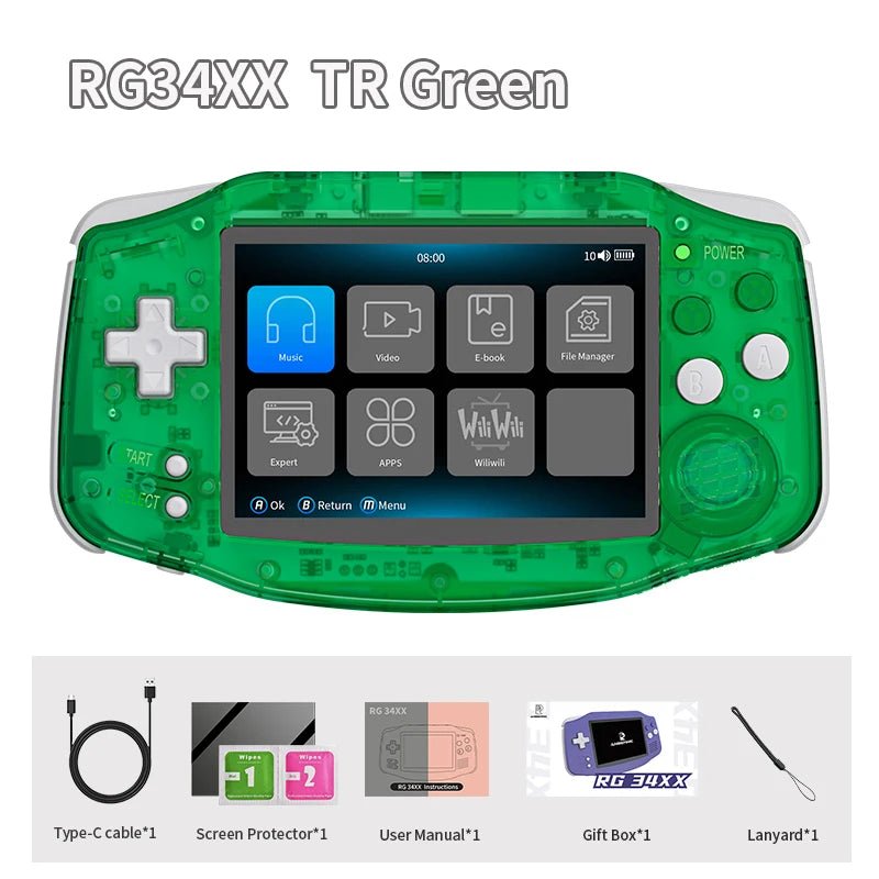 ANBERNIC RG 34XX Handheld Game Console 3.4” IPS 720*480 Screen Linux 64-bit 3500mAH Bluetooth RG34XX Retro Video Gaming Players