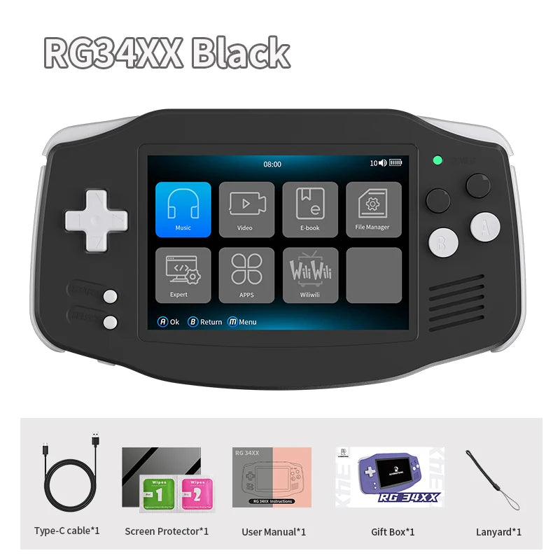 ANBERNIC RG 34XX Handheld Game Console 3.4” IPS 720*480 Screen Linux 64-bit 3500mAH Bluetooth RG34XX Retro Video Gaming Players