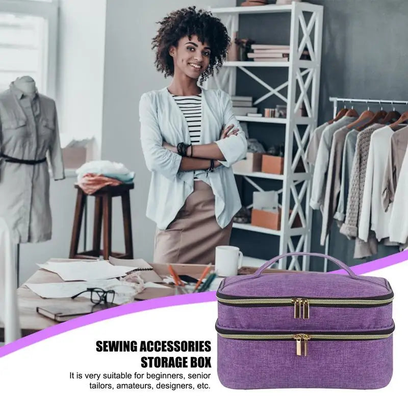 Sewing storage bag With Double-Layer Yarn Knitting Tote Bag Handbag craft storage sewing Basket Organizer For Sewing