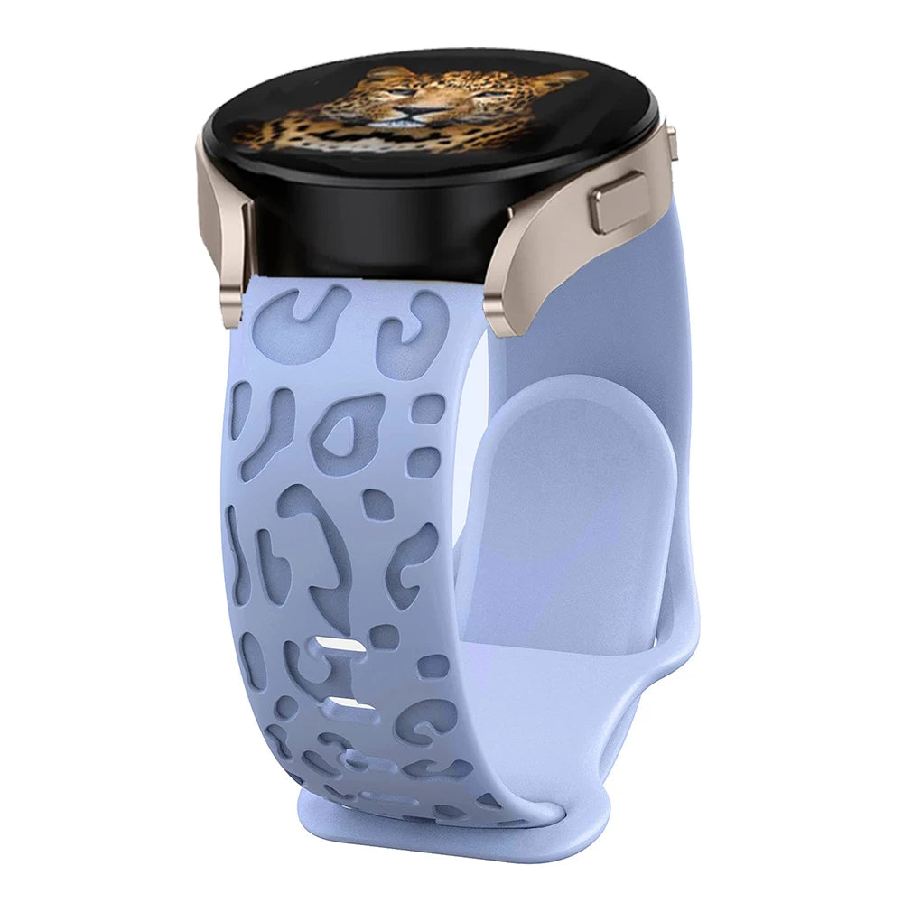 Engraved strap For Samsung Galaxy Watch 6 43mm/4/classic/5/pro/Active 2 Leopard silicone Bracelet Huawei gt2 2e 20mm watch Band