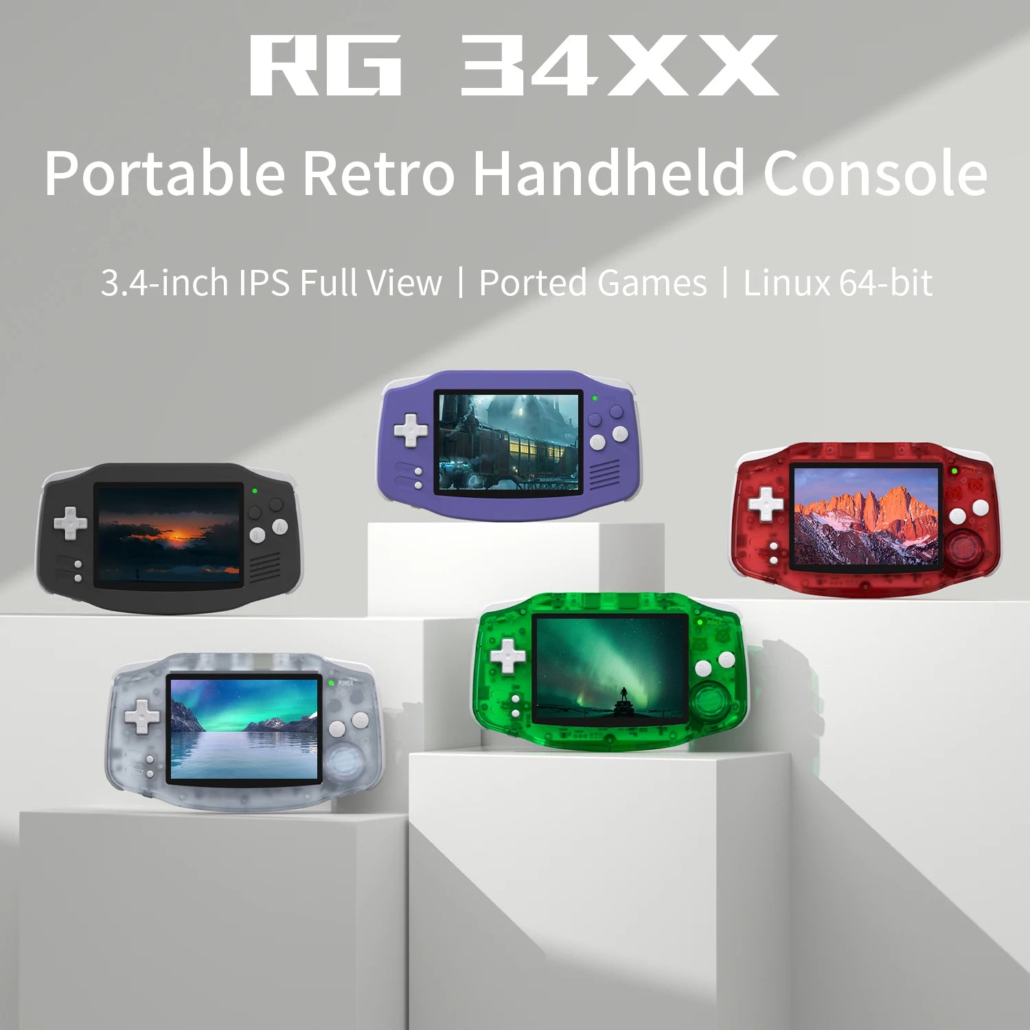 ANBERNIC RG 34XX Handheld Game Console 3.4” IPS 720*480 Screen Linux 64-bit 3500mAH Bluetooth RG34XX Retro Video Gaming Players